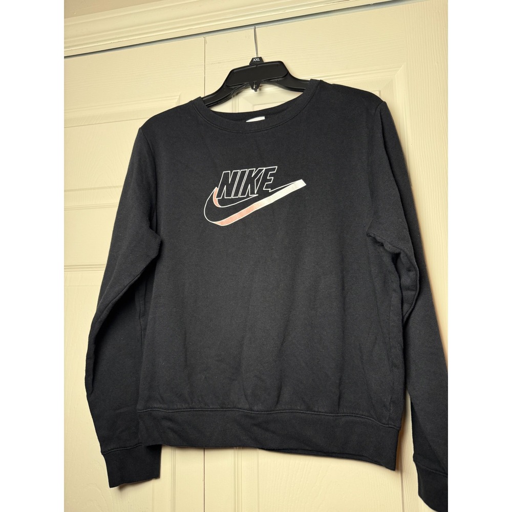 Nike Sportswear Womens Crewneck Sweatshirt Black Logo Swoosh Pullover XS - Picture 6 of 6